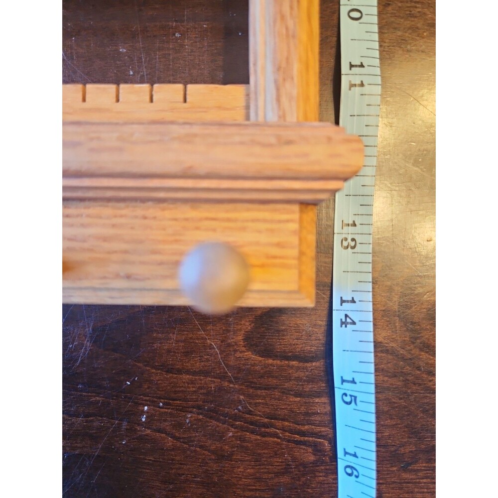 Vintage Oak Wood Wall Mount Jewelry Organizer Rack Earrings Holder - Picture 5 of 8